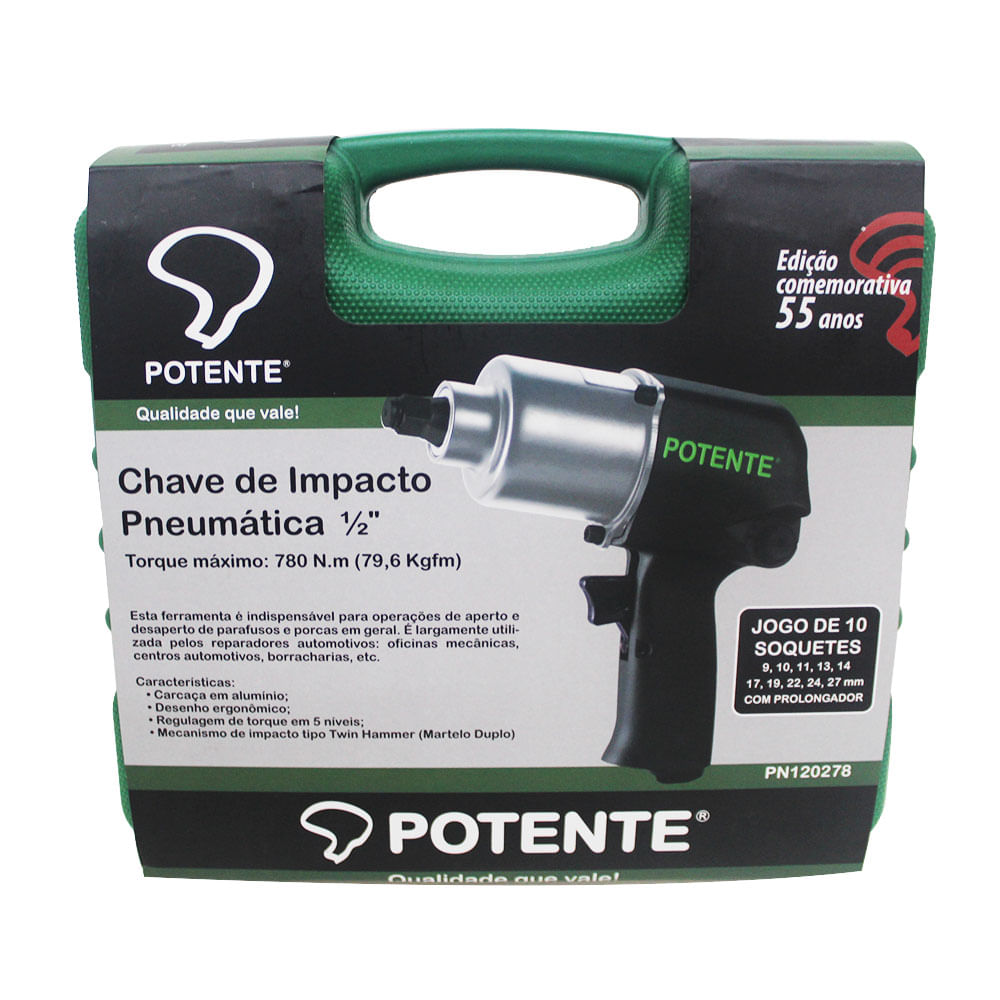 Chave de Impacto 1/2 Passeio Profissional 79 kg - com Maleta e