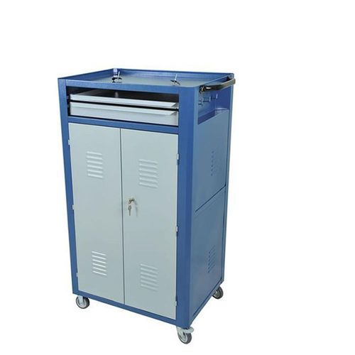 Rack Para Computador Fechado 2 Portas 2 Gavetas Chaveado Azul - Rack-R4 - Fercar